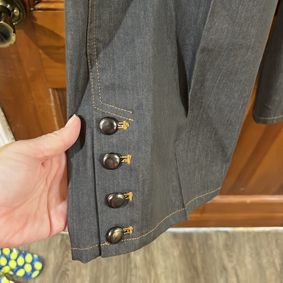 New Directionn Size 8 Capris Pants Dark Faux Denim Gray - Picture 6 of 12